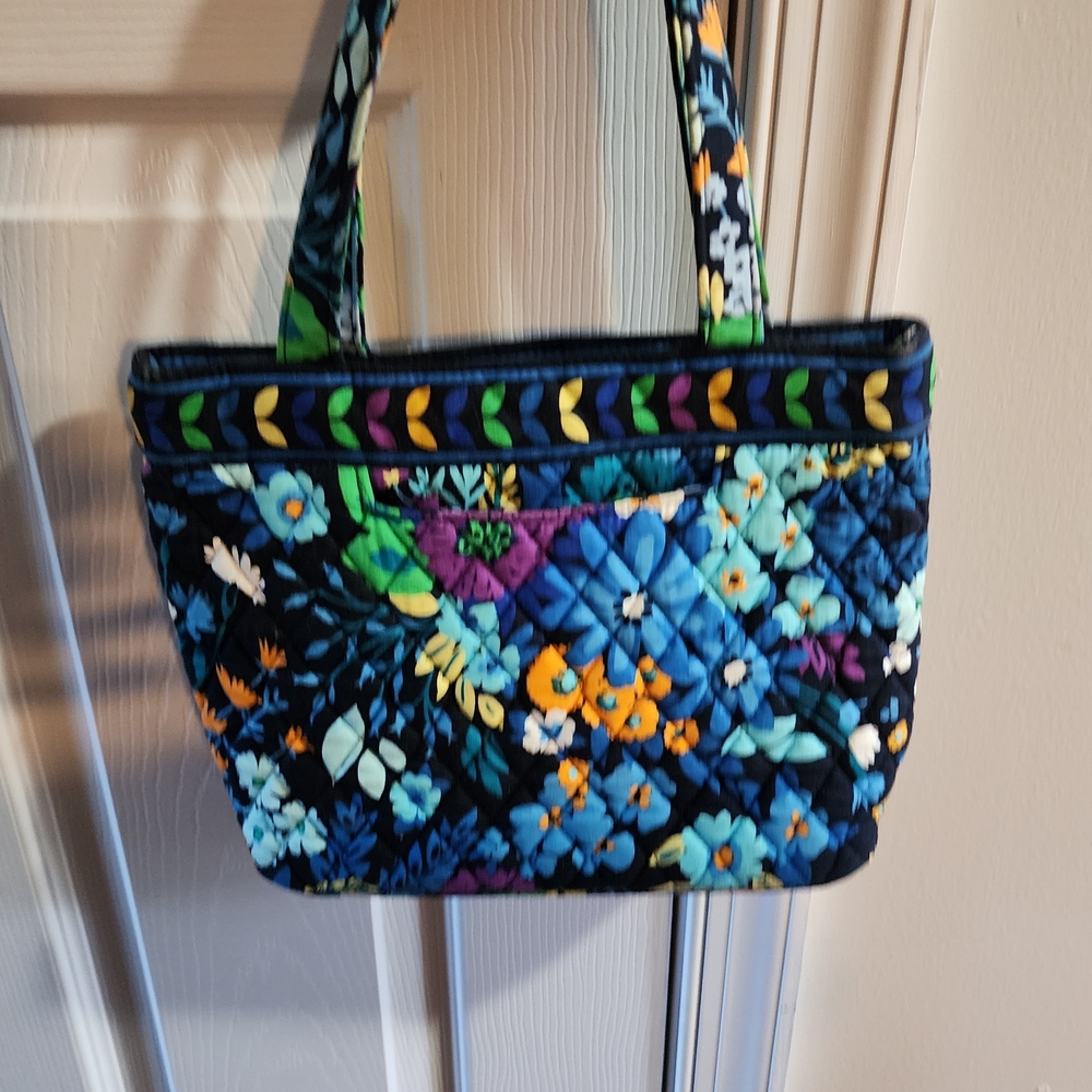Vera Bradley Quilted Navy Floral Tote with Multi-Color Accents